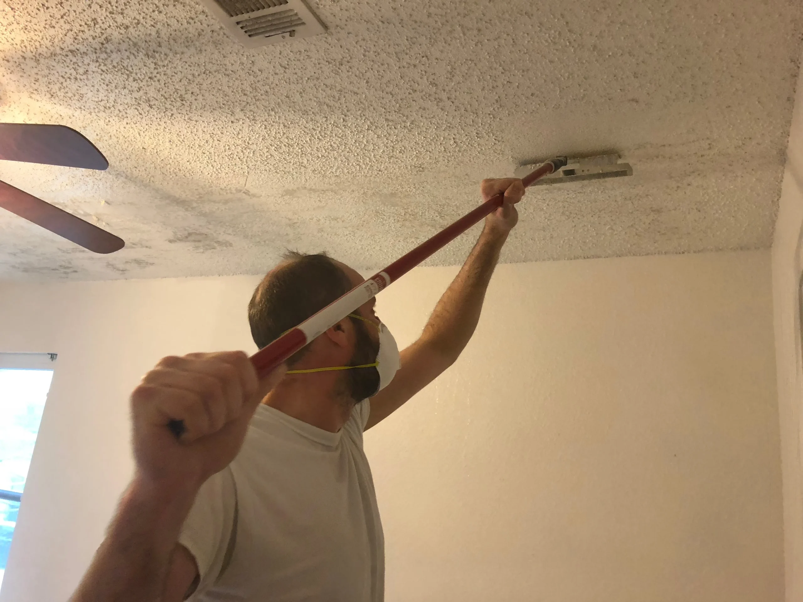 Ceiling texture complexities, such as intricate patterns or hard-to-reach areas