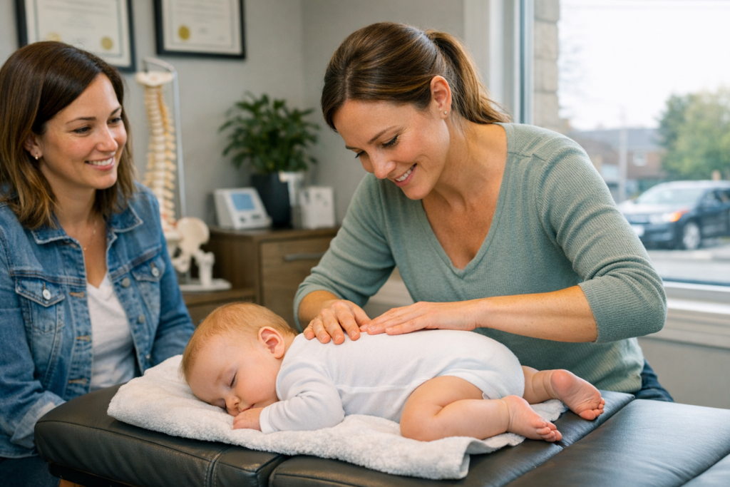 Chiropractic care session for infants and babies